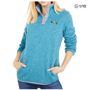 L.L. Bean womens Teal button Neck Sweater Jacket pullover size small